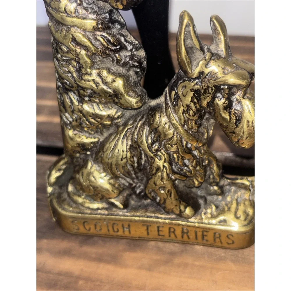 Vintage Solid Brass Scotch Terrier Dog easel ornament -Door Knocker 1930s 5